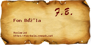 Fon Béla névjegykártya